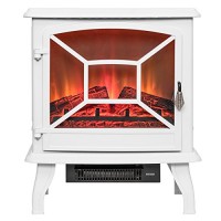Perfetto Kitchen and Bath 20" White Freestanding Log Bed 2 Setting Electric Fireplace Stove Heater - B076JS9QHL